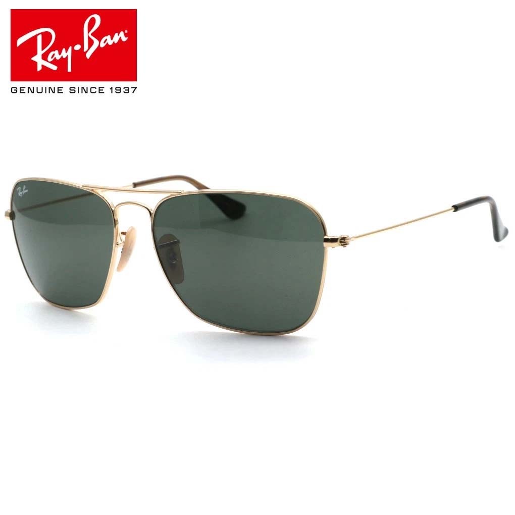 Kacamata Rayban Caravan RB3136 Gold Lens Green Original