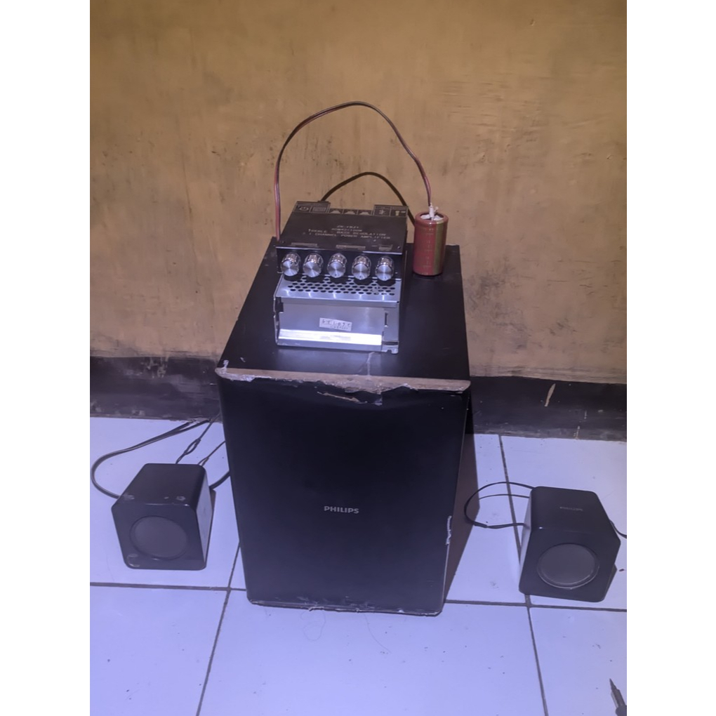 Speaker Subwoofer Philips + 2 Speaker Satelite Philips + 1 Adaptor 12V 10A