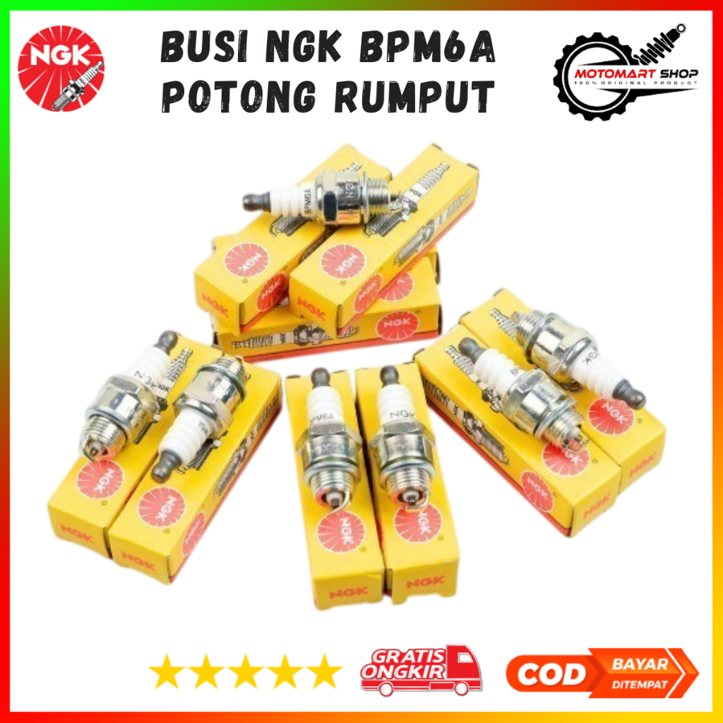 Busi Potong Rumput NGK BPM6A Original | Busi Mesin Potong Rumput 2 Tak Chainsaw Asli