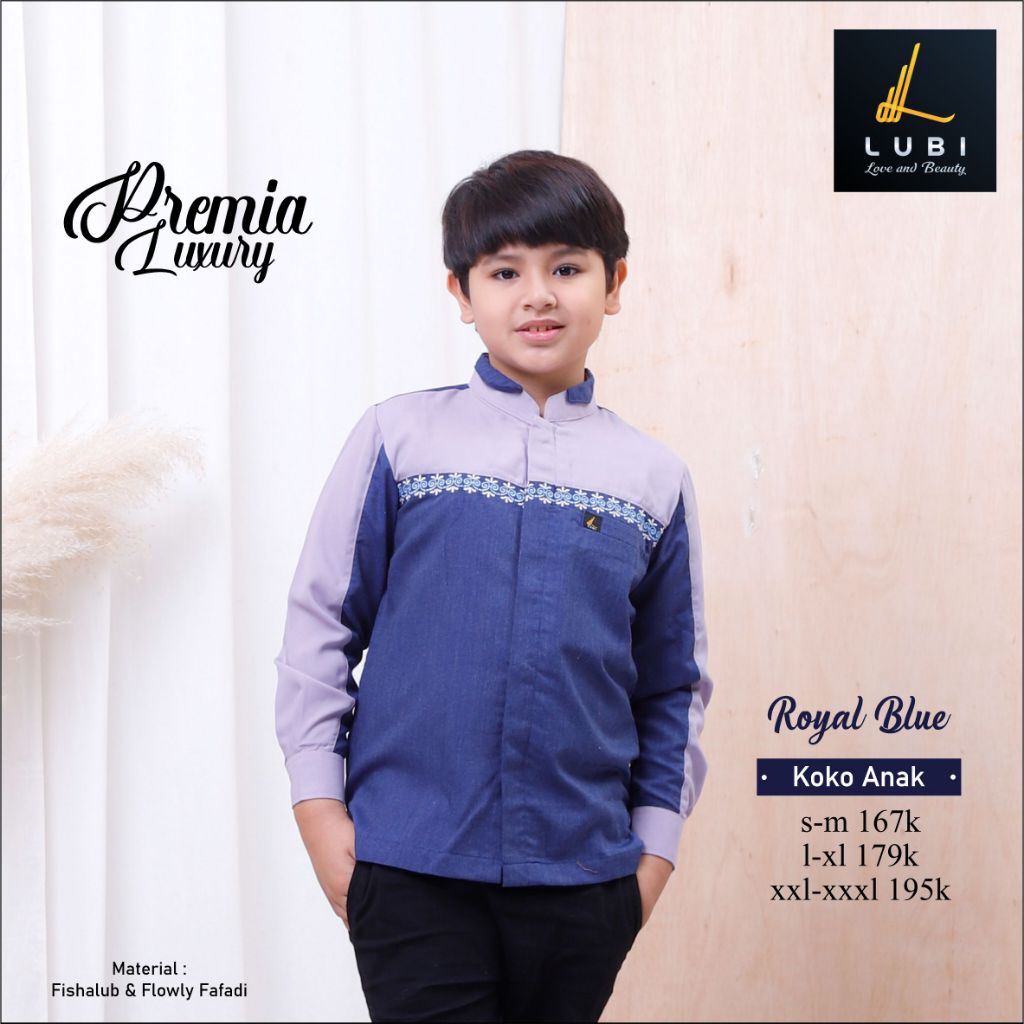 Lubi premia Koko Anak Premium Royal Blue Lengan Panjang