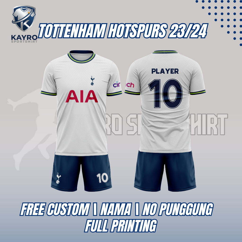 Jersey Bola Tottenham Hotspur Home 2022/2023 Son Heung Min Full Printing Free Custom Nameset Dryfit 
