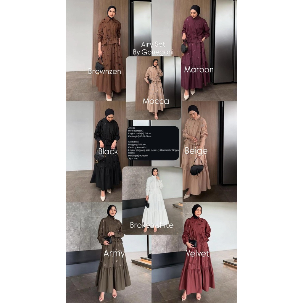 AYRA SET GONEGANI ARUM SET GONEGANI MERMAID BLOUSE MERMAID SKIRT MERMAID ONE SET ZAHRA MUKENA ELINA 