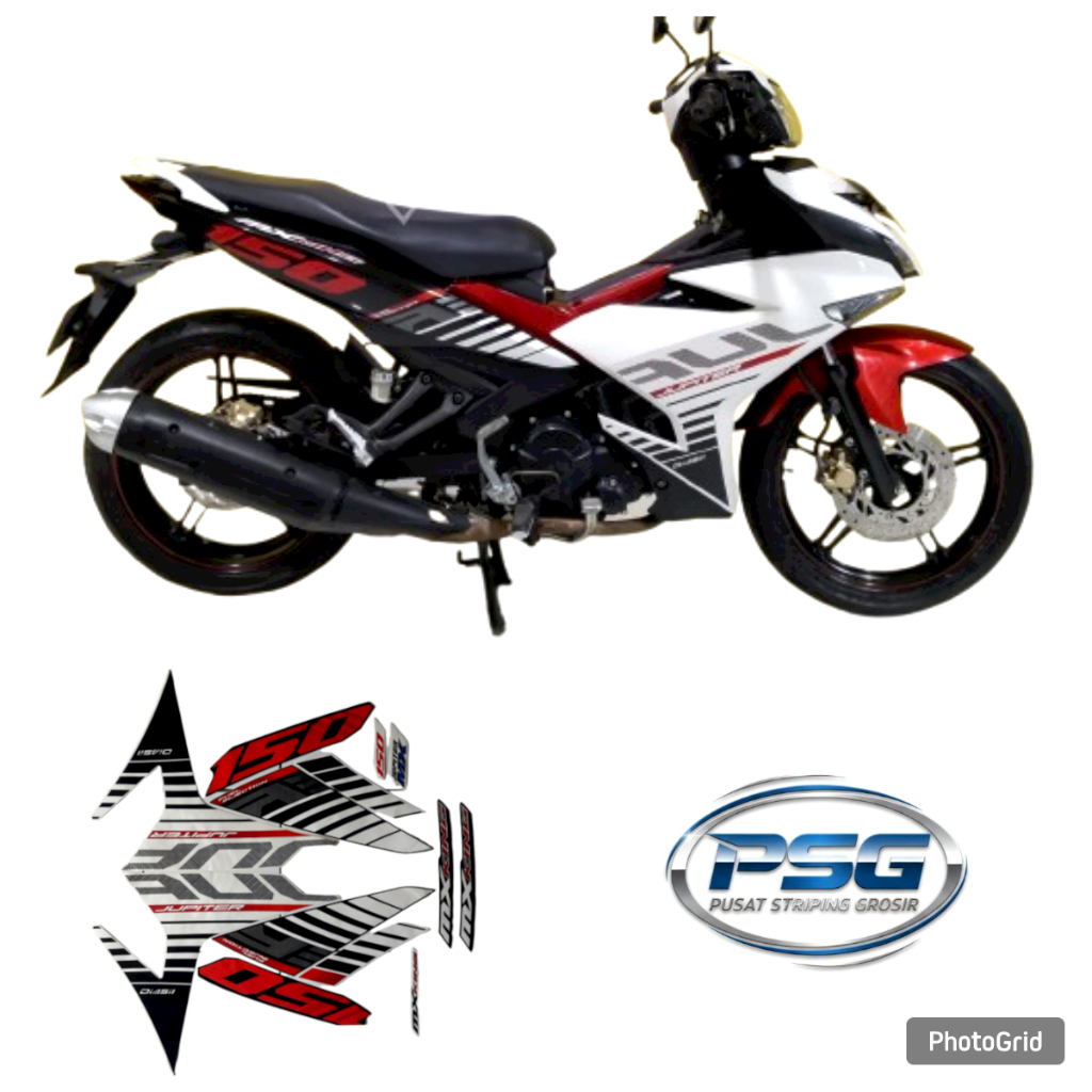 STICKER STRIPING LIS LES BODY MOTOR YAMAHA JUPITER MX KING 150 TAHUN 2015 2016 WARNA HITAM PUTIH