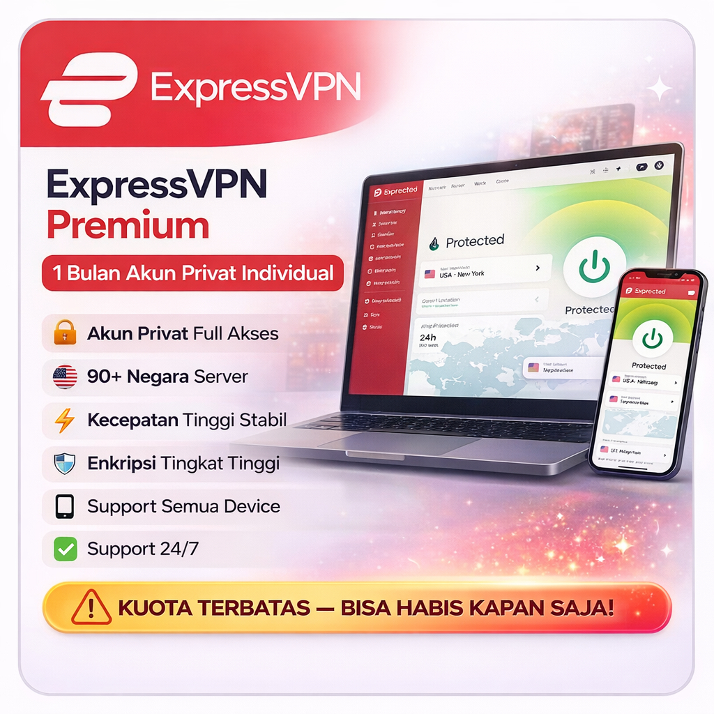 [24/7] ExpressVPN Premium 30 Hari Akun Privat