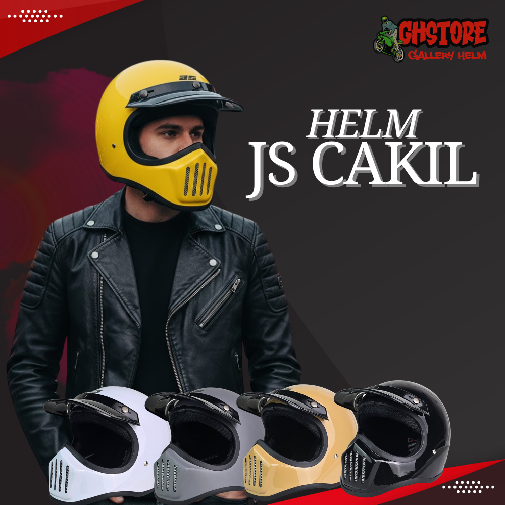 HELM JS CAKIL YELLOW RETRO |  BAHAN PLASTIK ABS (Acrylonitrile Butadiene Styrene) Anti Pecah