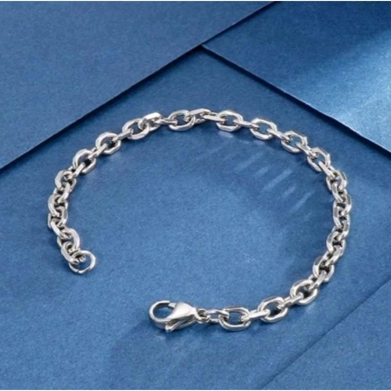 Gelang tangan rantai medan wanita/pria silver elegan