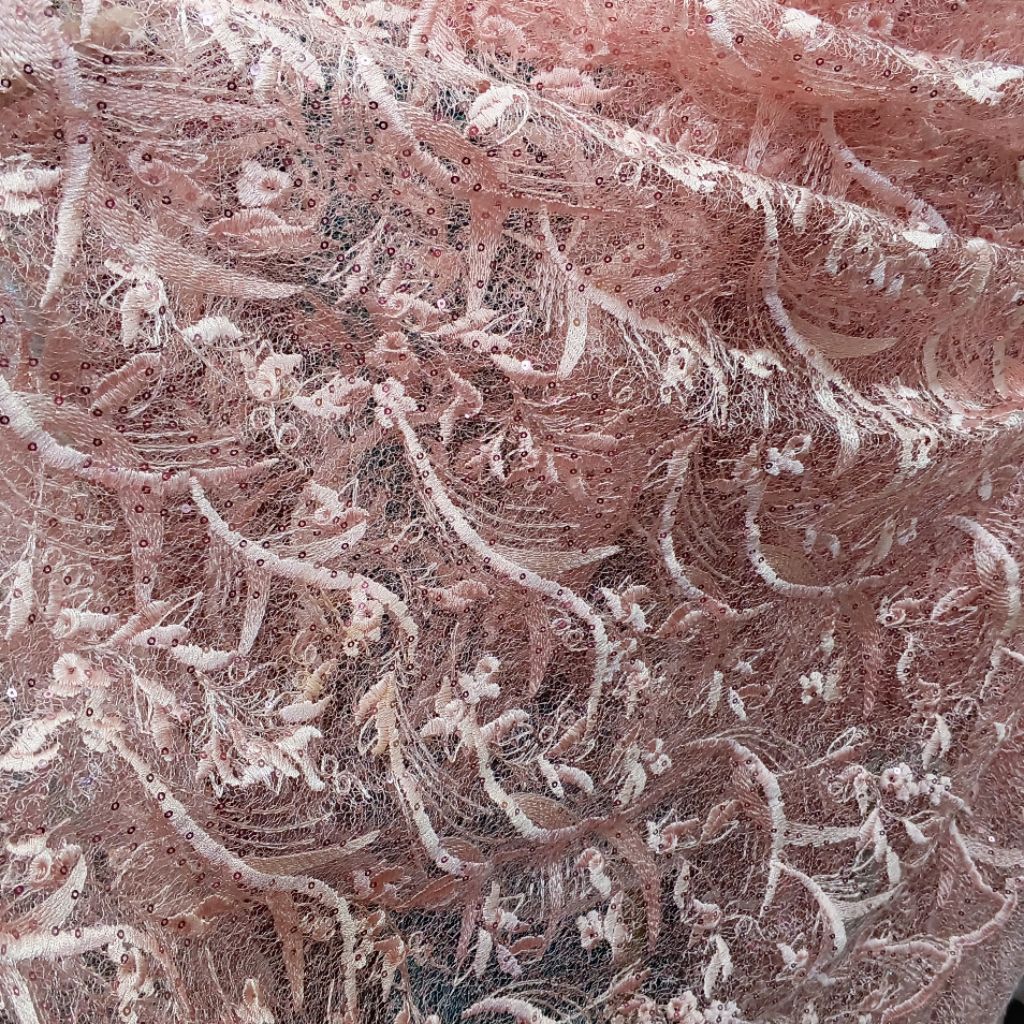 kain tile bordir - kain tile mutiara - kain tile payet - kain tile akar premium - bahan tulle [0,5m]