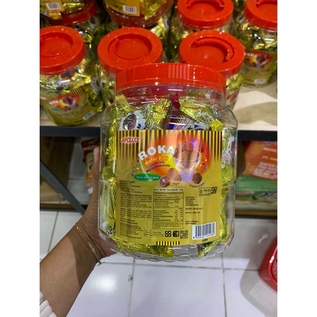 apollo roka wafer ball toples 210gr | roka toples | jajan lebaran | jajan murah