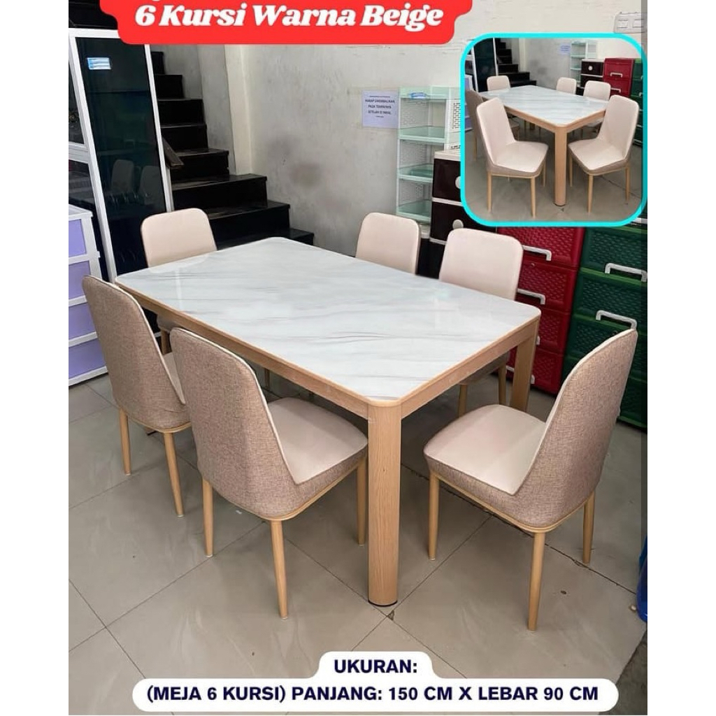 Meja Makan Marmer Importa 6 Person
