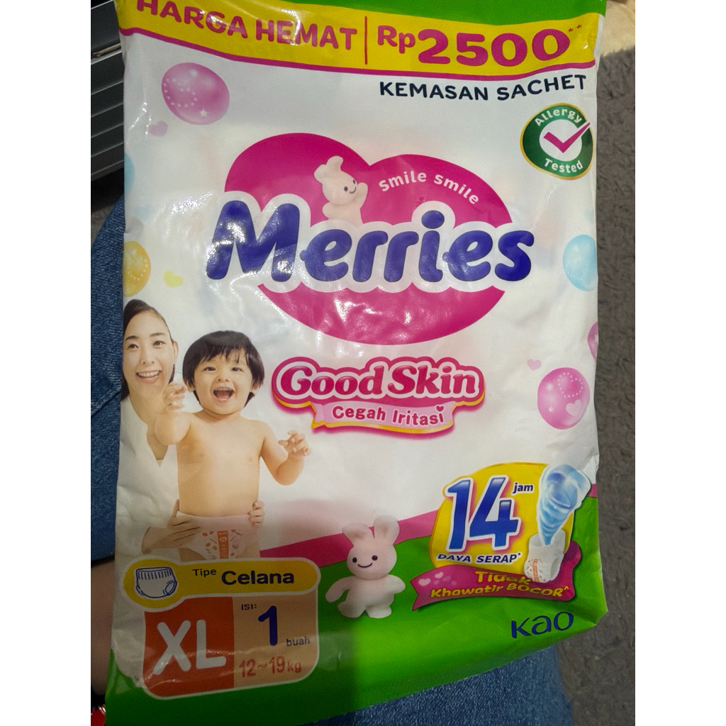 popok celana merries saset ukuran XL
