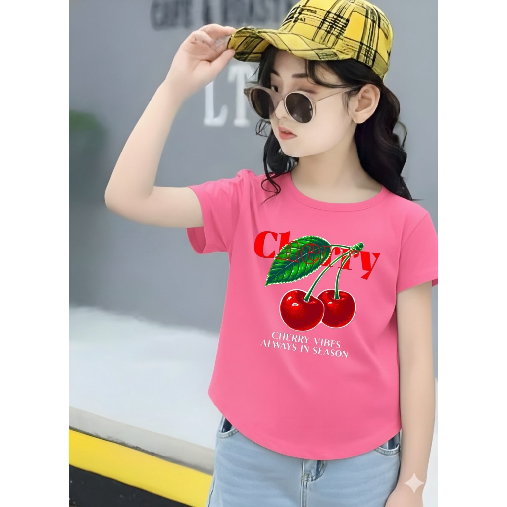 KAOS BOCAH kaos oval oversize anak perempuan spandek oval cherry