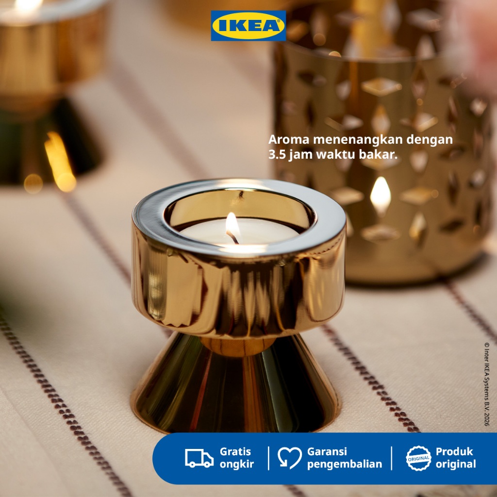IKEA GOKVALLA 1 Set Lilin Aromaterapi Kayu Cendana Dan Nilam Isi 12 Tahan 3,5 jam