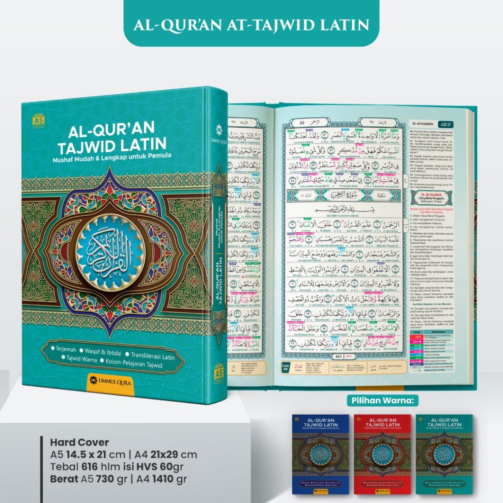 Al-Quran Tajwid LATIN JUMBO A4 [TOSCA] Arab Latin dan Terjemah Cocok Untuk Pemula Quran Tajwid latin