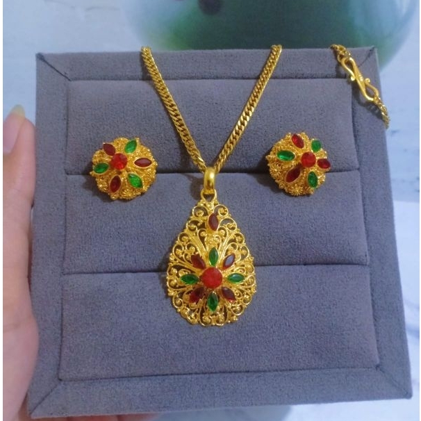 set oval padi klung sumpel perhiasan bali perhiasan wanita