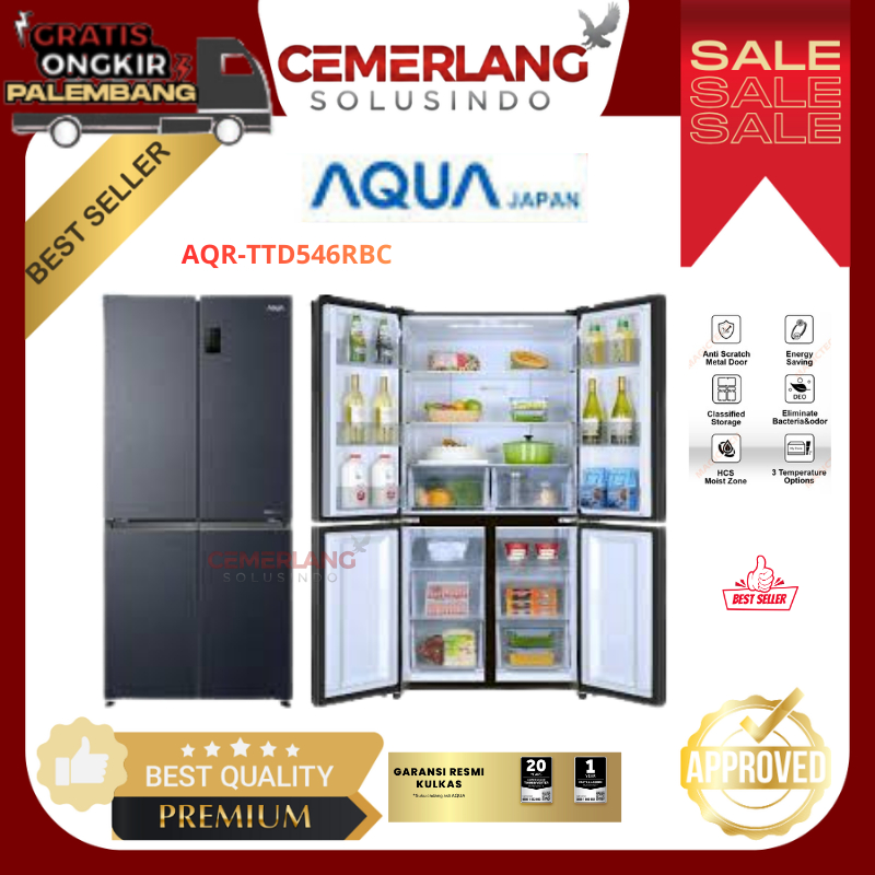 Kulkas Aqua Side by Side 4 Pintu AQR-TTD546RBG(WT) Kulkas Side by side 4 Pintu