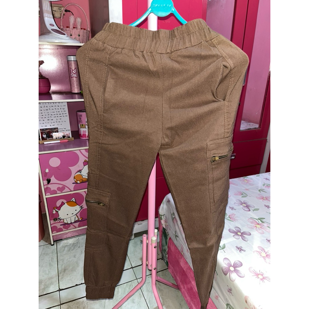 Celana Cargo Zipper Wanita