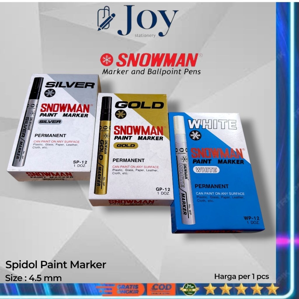 SNOWMAN Spidol Putih Paint Marker [Tidak Bisa Di Hapus] (1 Pcs)