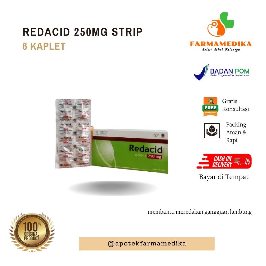 REDACID 250MG Obat Herbal Maag Kayu Manis Meredakan Asam Lambung - Meringankan Maag, Asam Lambung, P