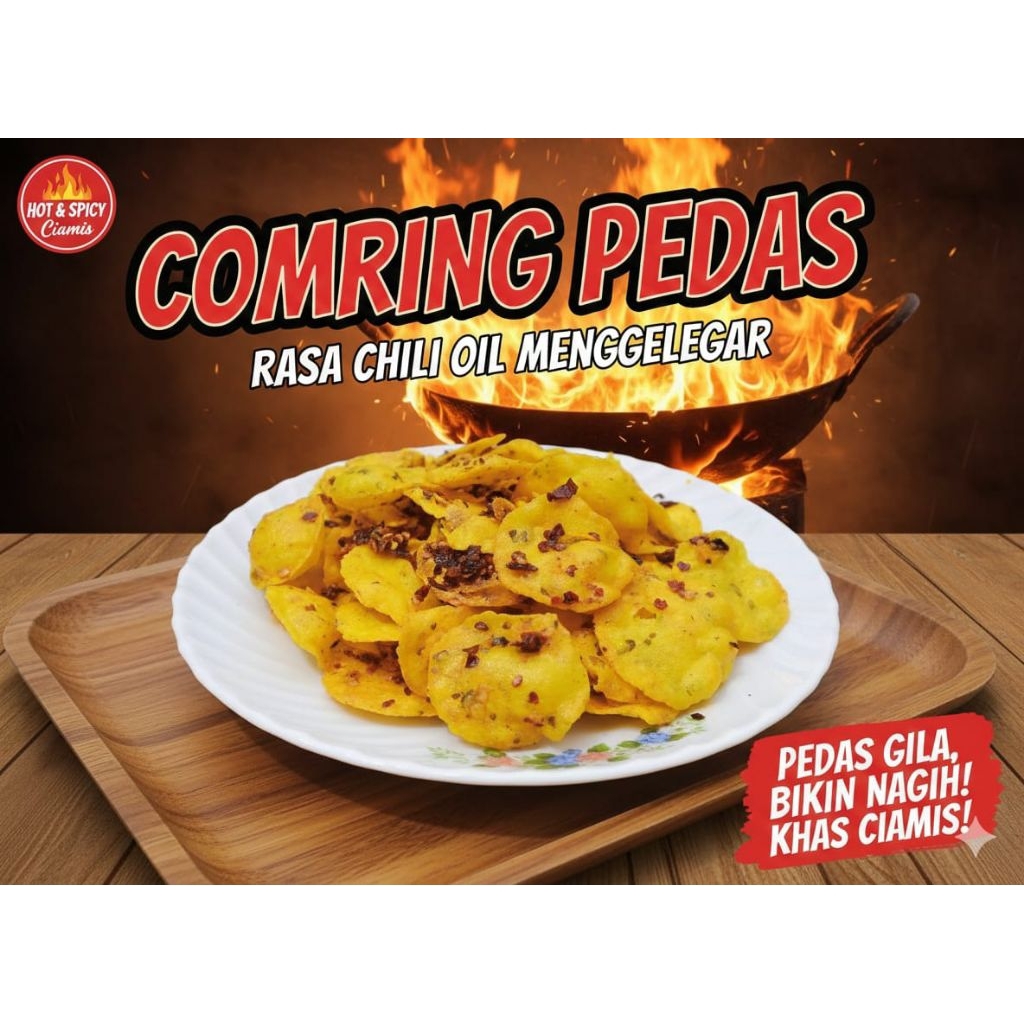 Combring / Gemblong / Snack  Keripik Singkong Khas Jawa Barat, Rasa pedas 1kg - Cemilan Gurih & Peda