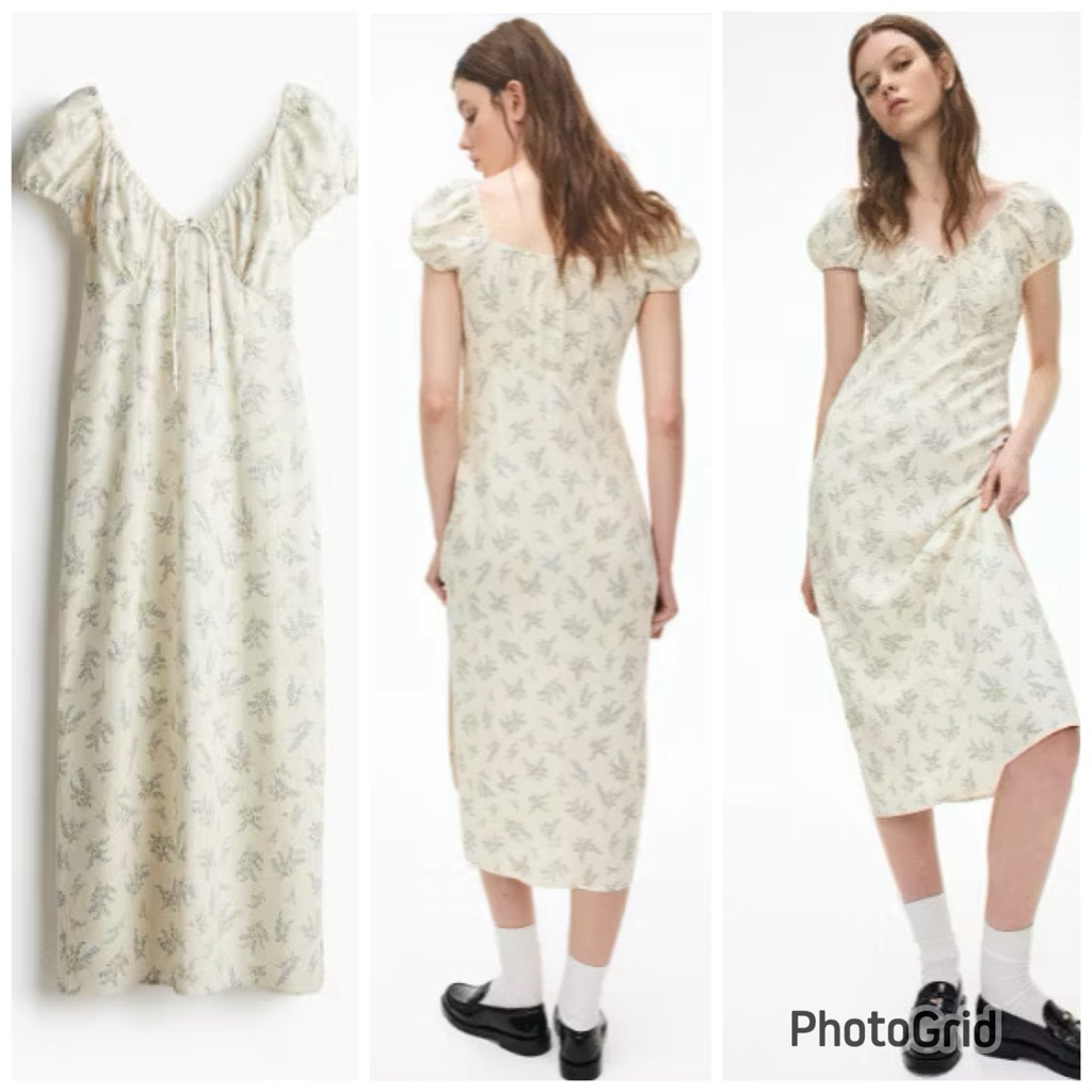 LONG DRESS JUMBO WANITA PUTIH MOTIF BRANDED