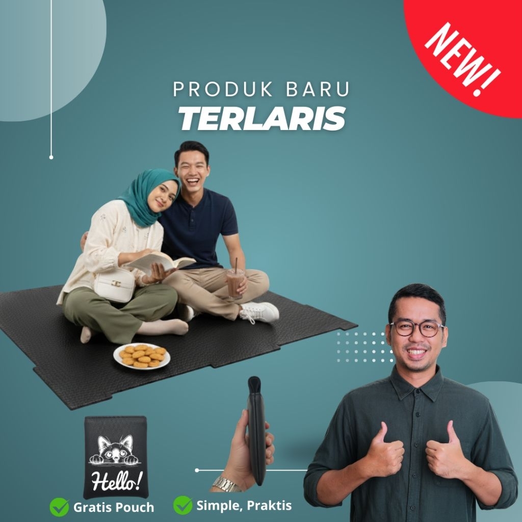 TIKAR LIPAT PIKNIK | ALAS SAJADAH POLOS MINI WATERPROF , KARPET LIPAT , KARPET TIKAR PORTABLE