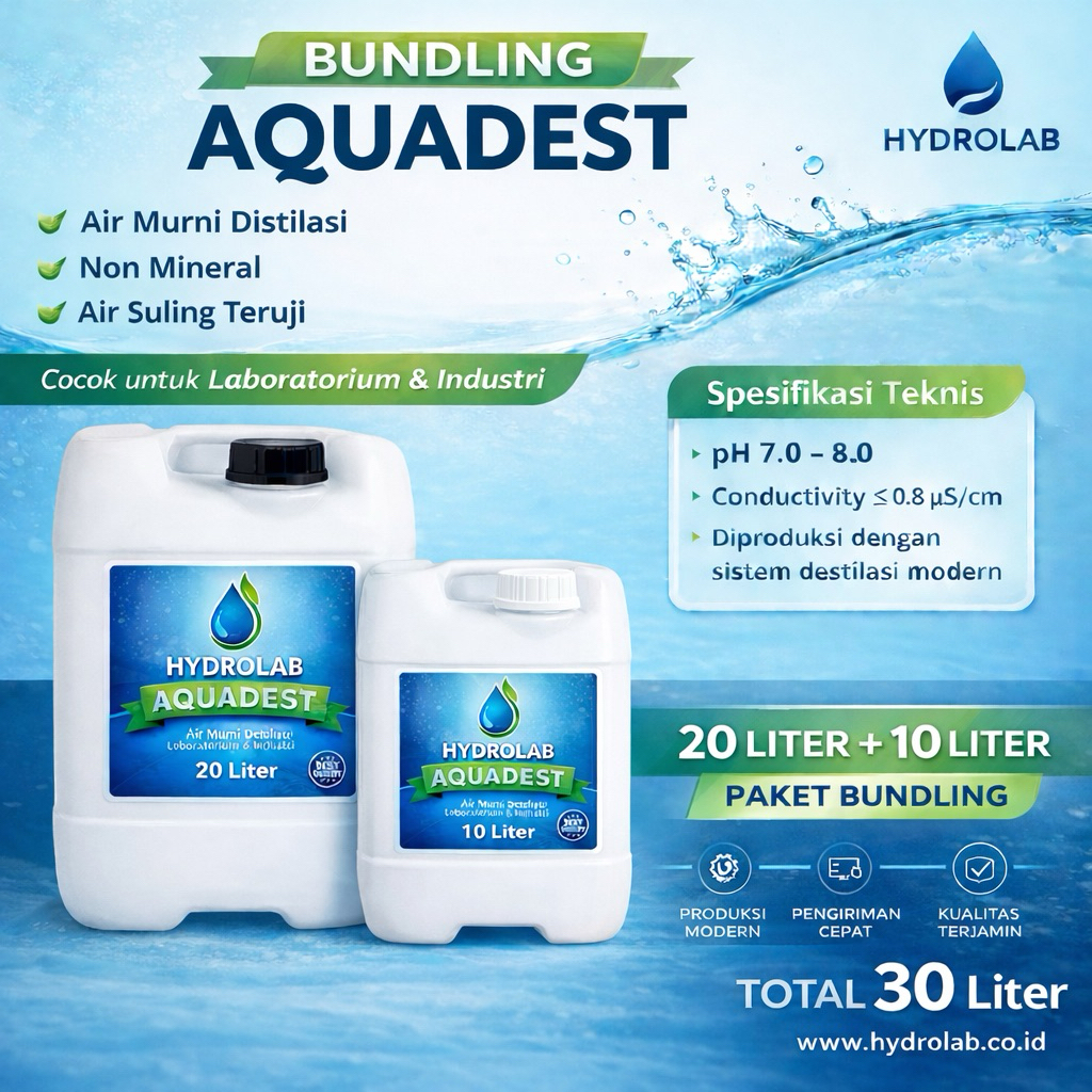 Aquadest (Paket Bundling) Aquadest 20 + 10 Liter Air Suling