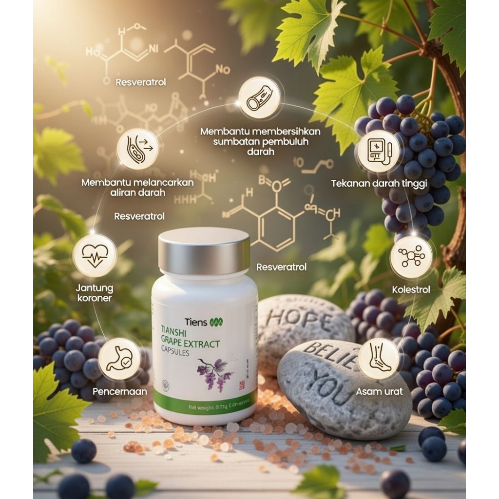 OBAT JANTUNG KORONER GRAPE EXTRACT TIENS | STROKE | VERTIGO