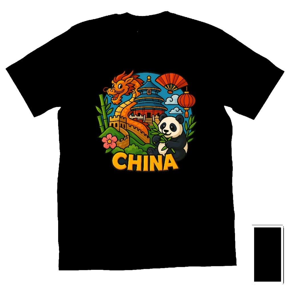 Kaos Baju Tshirt Custom Pria Cowok Cewek Wanita Anak Remaja Dewasa Travel Wisata Liburan Cina China