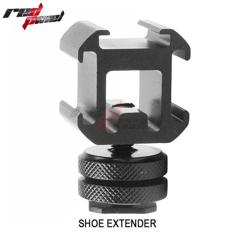 Tripod Camera Mount Hot Shoe Three Head Extend Port - LV39 - Black