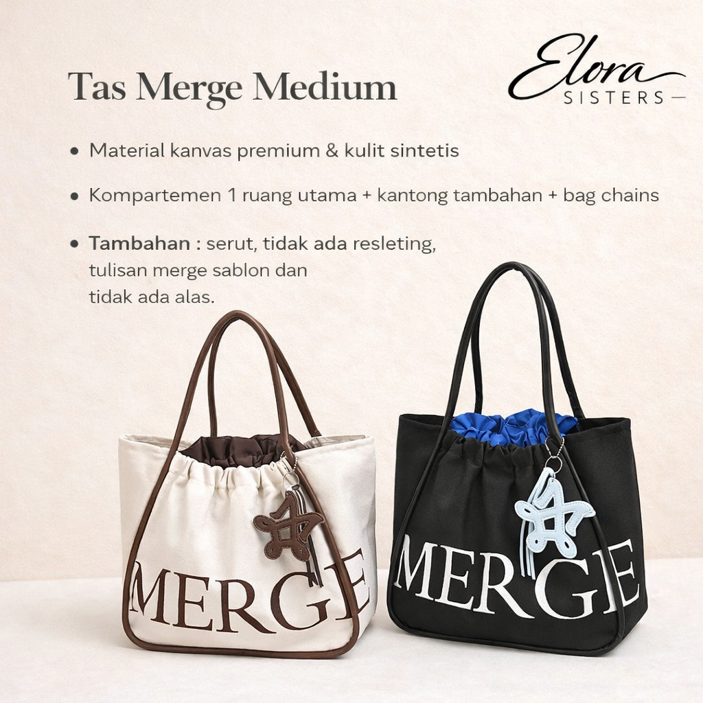 Tas Merge Medium / Tas Stylish Modern / Tas Kekinian Cewek Kuliah / Nongkrong / Liburan