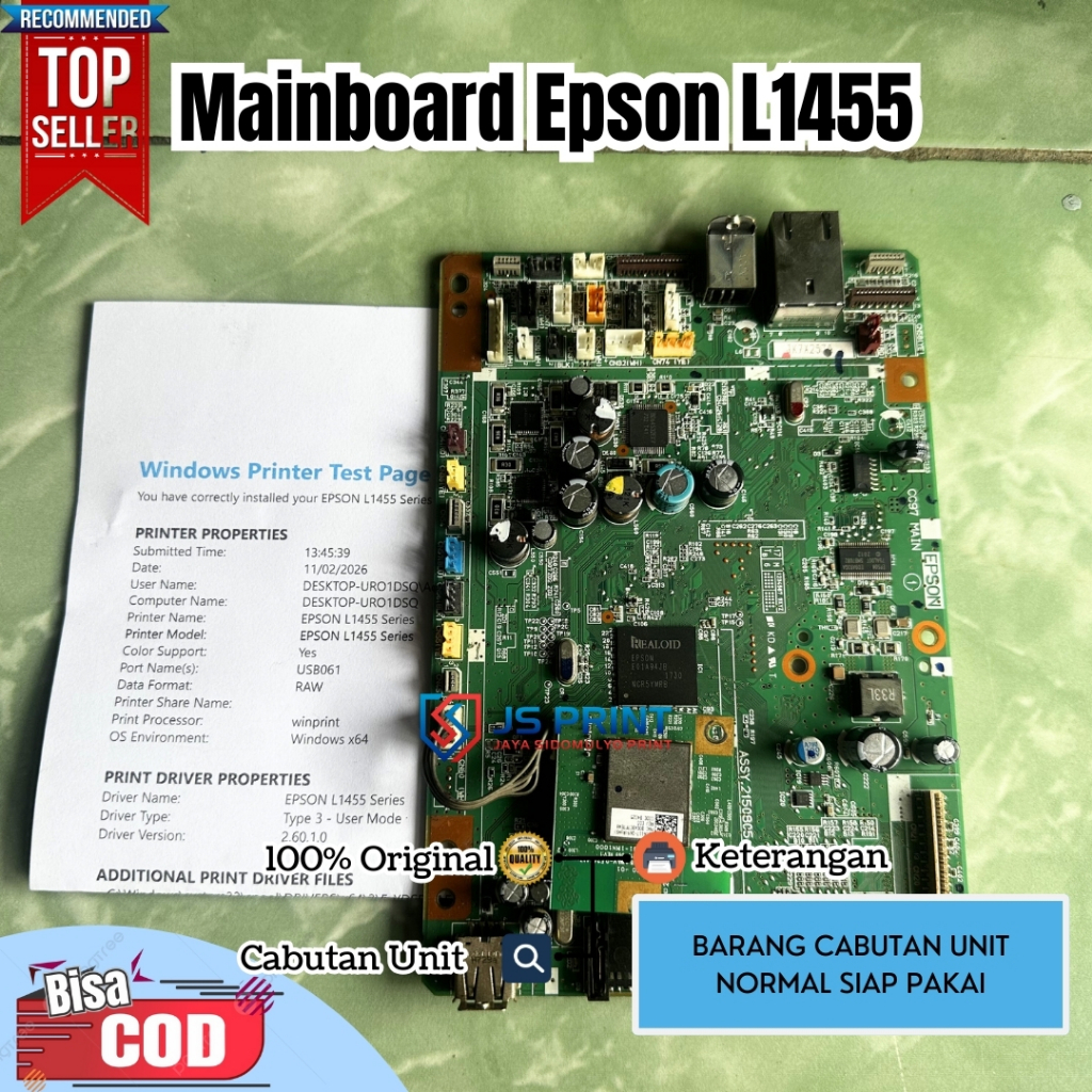 Mainboard Printer Epson L1455 (A3) Formatter Board Epson L1455 Ink Tank Printer Motherboard L-1455