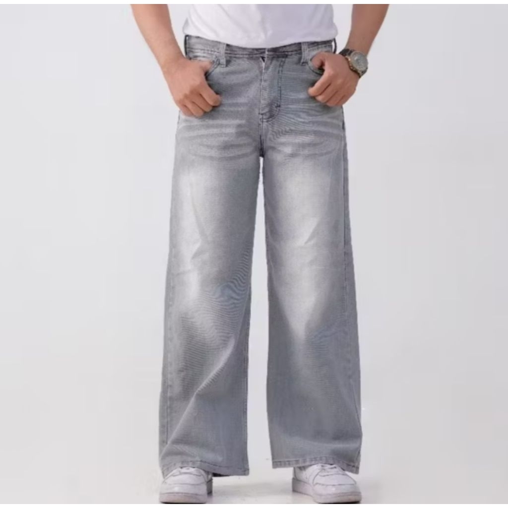 Celana Jeans Pria Baggy Loose Fit Celana Jeans Pria Washed Loose Pants Celana Baggy Jeans Pria