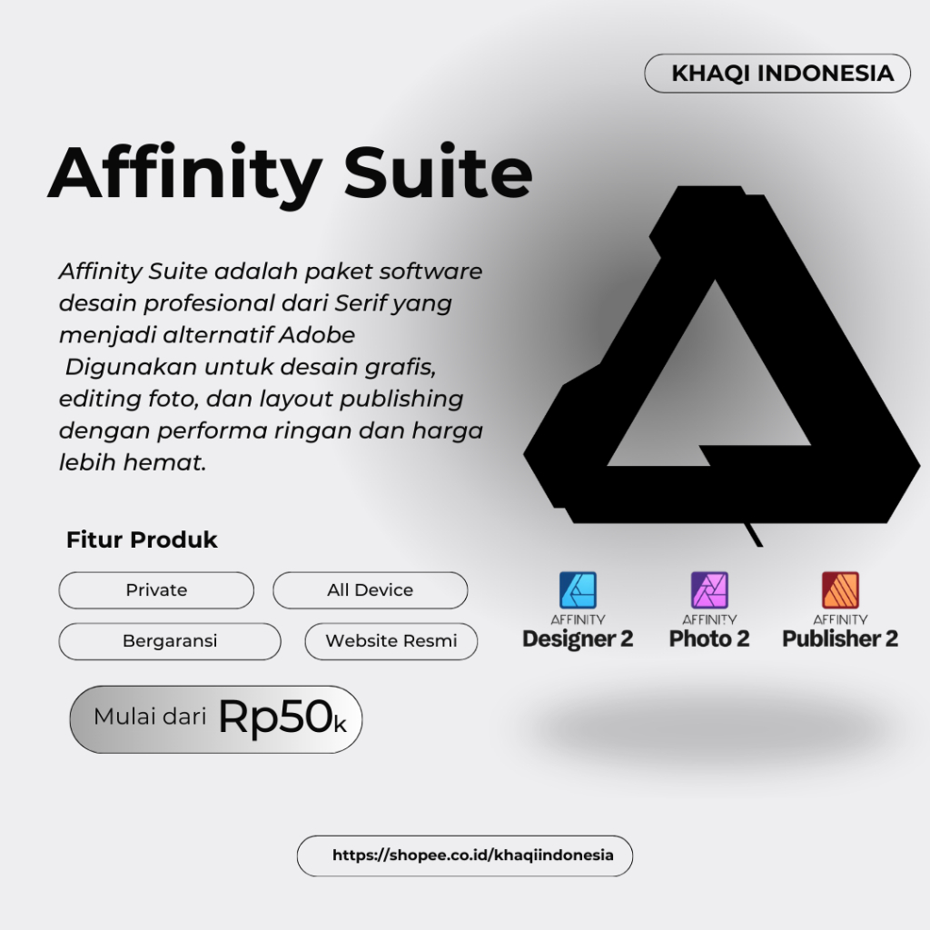 Affinity Full Lengkap Suite Windows/Mac Aff Designer, Affinity Photo & Affinity Publisher Resmi