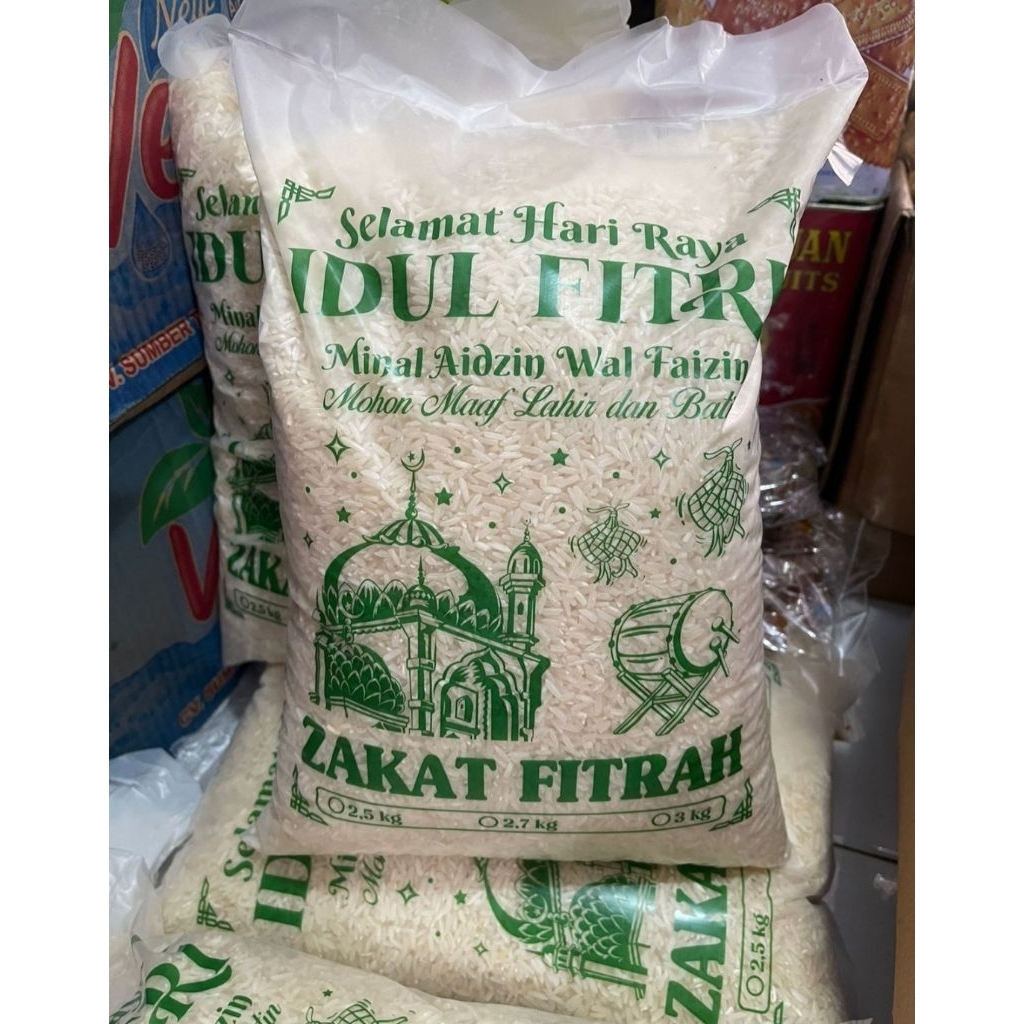 Beras Zakat 3kg Pas,Berat Zakat Super/Beras Zakat Premium/Beras Zakat Enak Putih Punel
