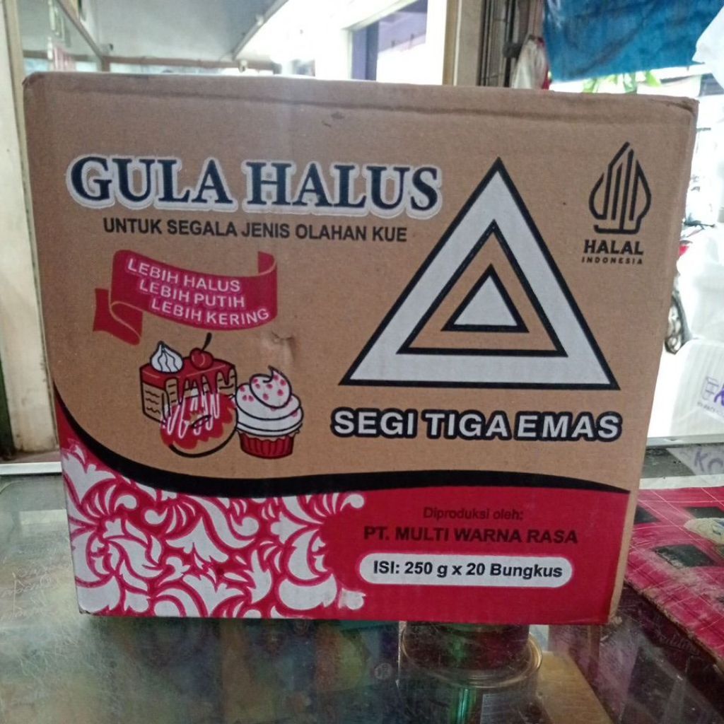 1 Dus Gula Halus Segitiga Emas 25pcs x 250gr
