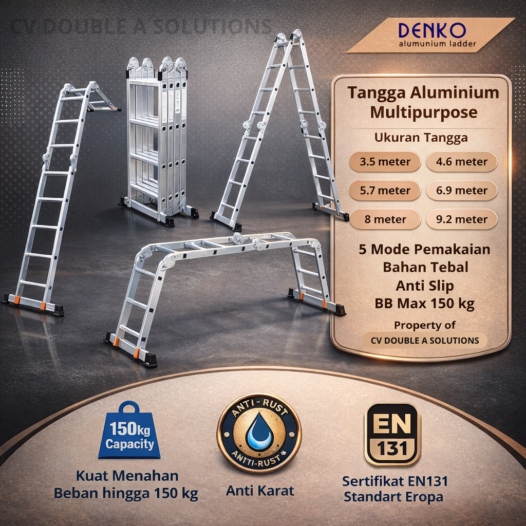TANGGA ALUMINIUM MULTIPURPOSE TANGGA LIPAT BAHAN TEBAL DENKO