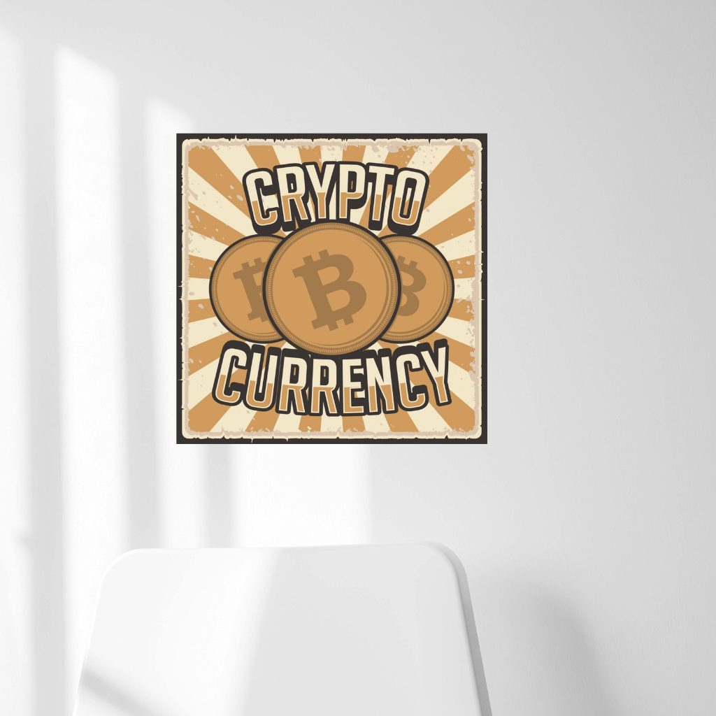 Poster Vintage Bitcoin Proof of Work - Hiasan Dinding Mining Rig Room