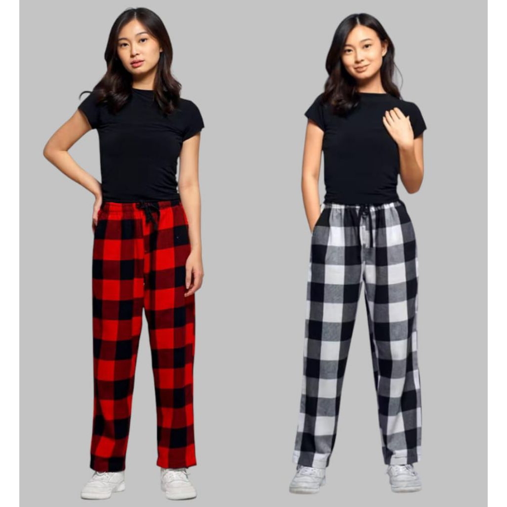 CELANA FLANEL WANITA, celana tartan unisex