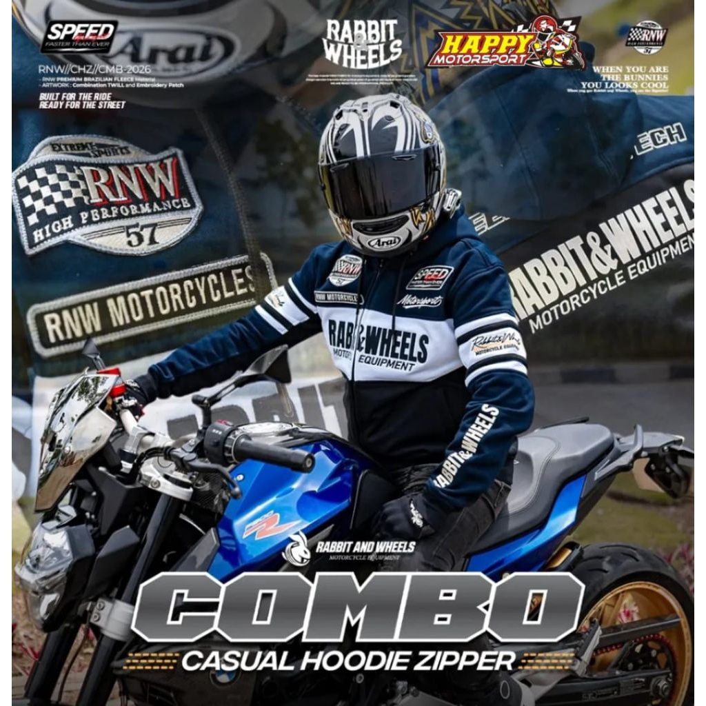 RABBIT AND WHEELS COMBO CASUAL HOODIE ZIPPER NAVY