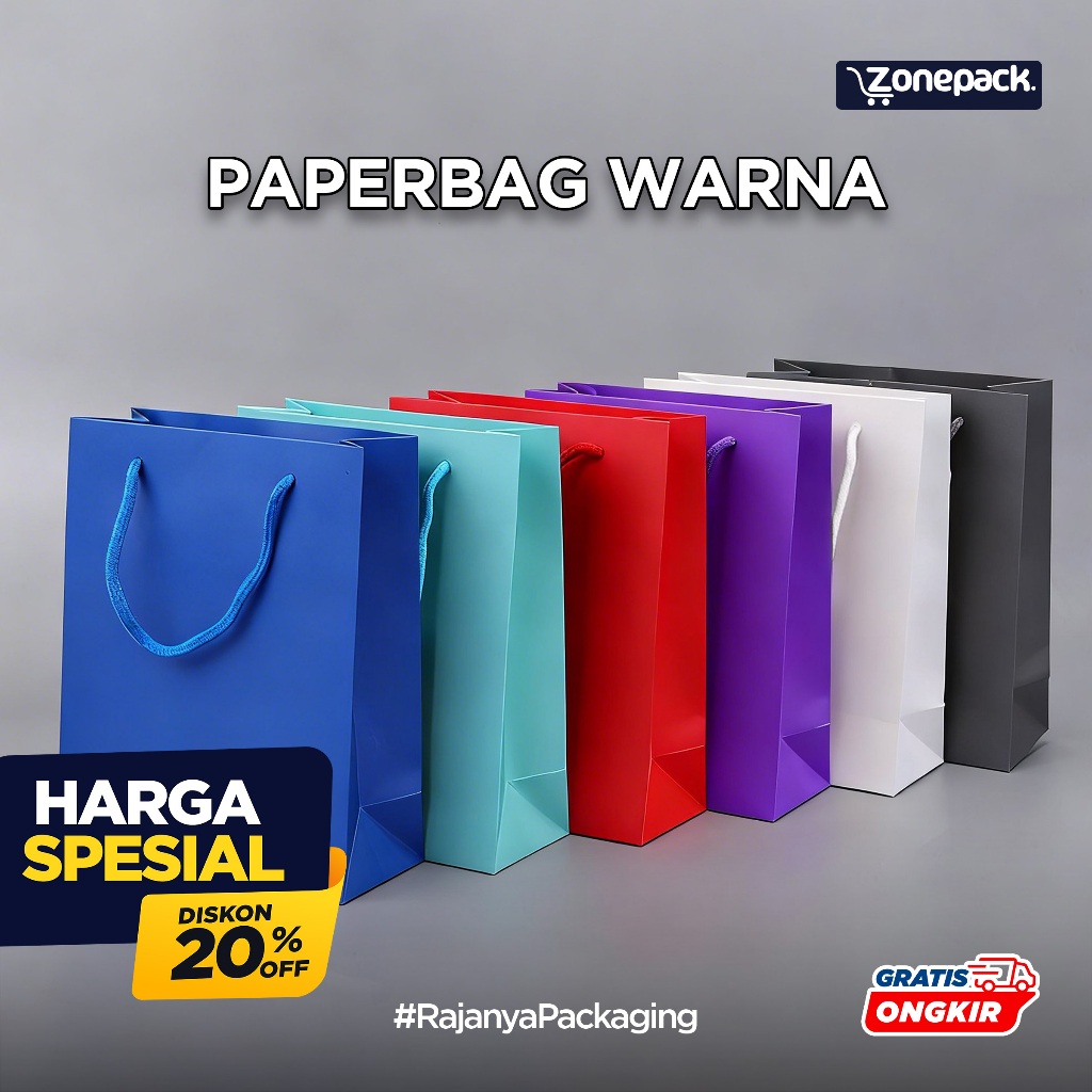 Paperbag Warna Warni 14x18 CM | Paperbag Polos Souvenir Merah Ungu Biru Pink Magenta | Paper Bag Gif