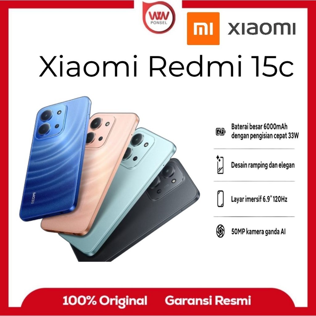 Hp Xiaomi Redmi 15C Ram 6GB Internal 128GB Garansi Resmi