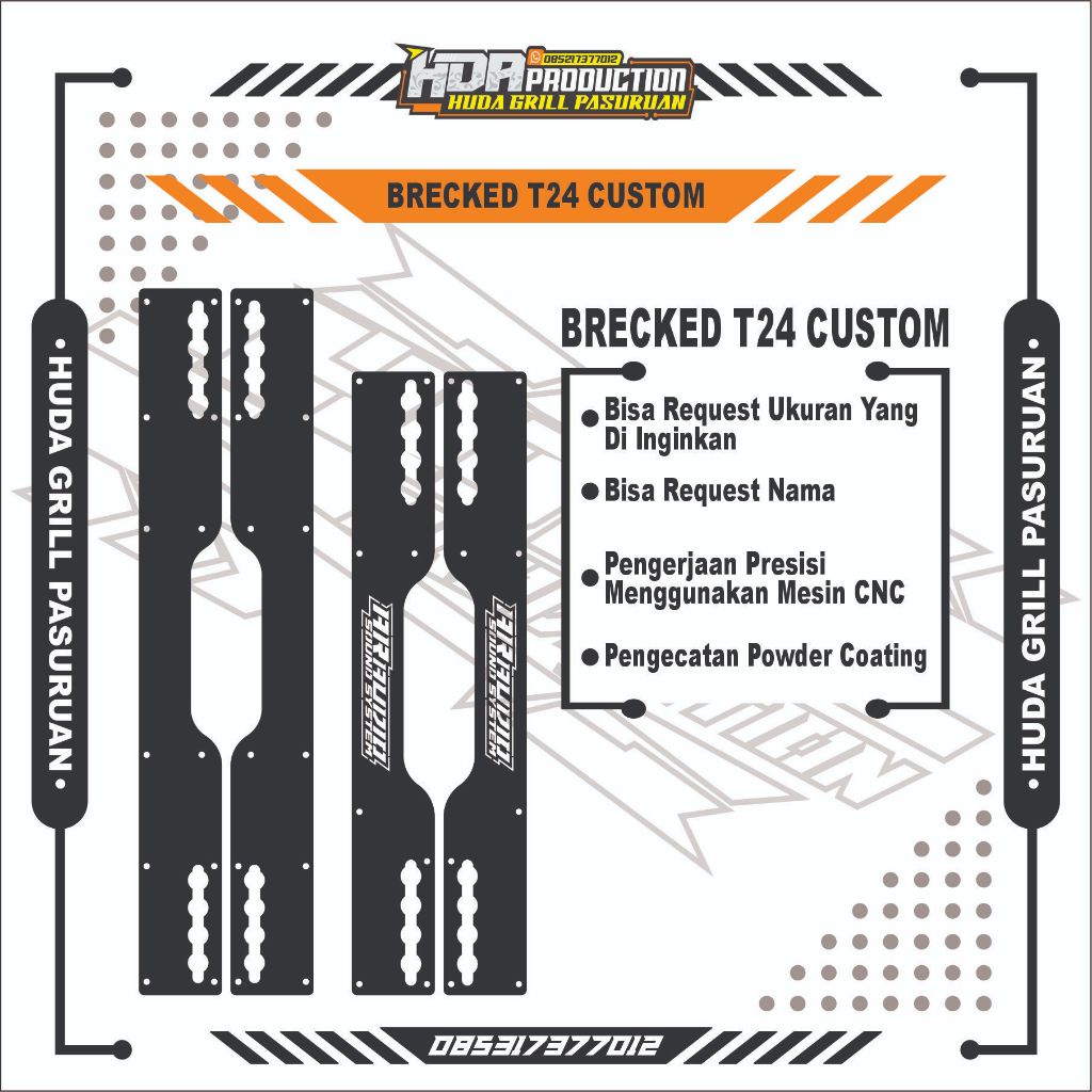 BRACKET/BREKET BOX T24N Custom  Nama bahan Plat MS(Besi) CNC