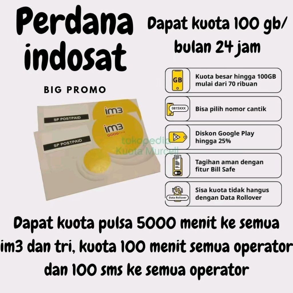 PROMO PERDANA INTERNET 2.400GB 24 BULAN  FULL KUOTA UTAMA GARANSI INDOSAT IM3 PLATINUM