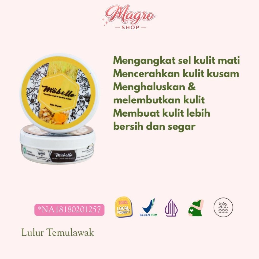 MABELLO Lulur Rempah (Wajah/Badan)/bpom Masker temulawak mabello