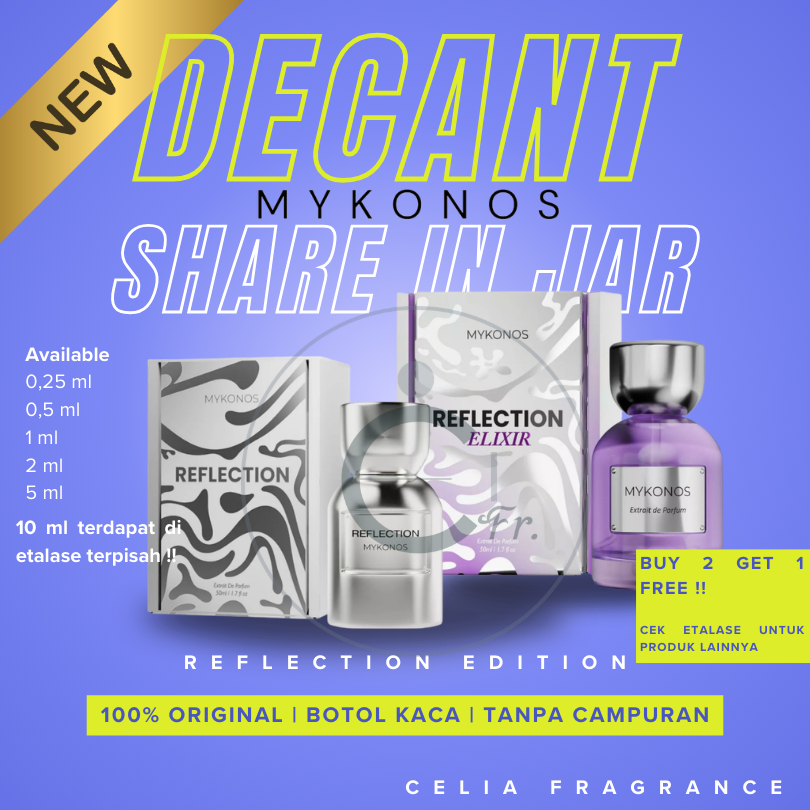 BUY 2 FREE 1  MYKONOS REFLECTION DECANT (SHARE IN JAR) - MYKONOS REFLECTION DAN MYKONOS REFLECTION E