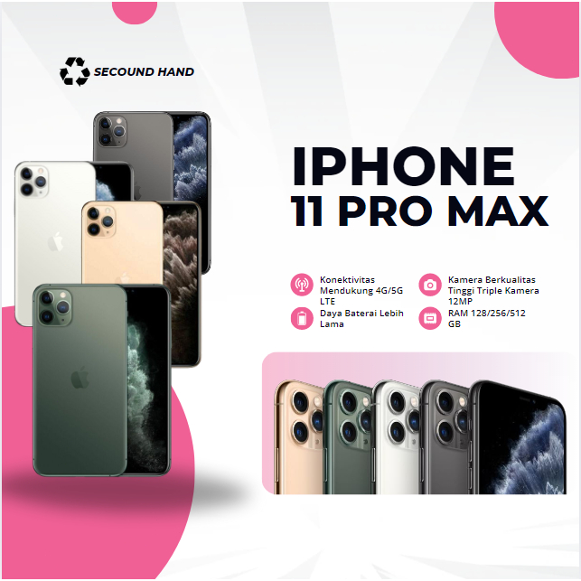 IBOX iPhone 11 Pro Max 128GB 256GB Tangan kedua100%ORI LCD MULUS NORMAL BH 95+