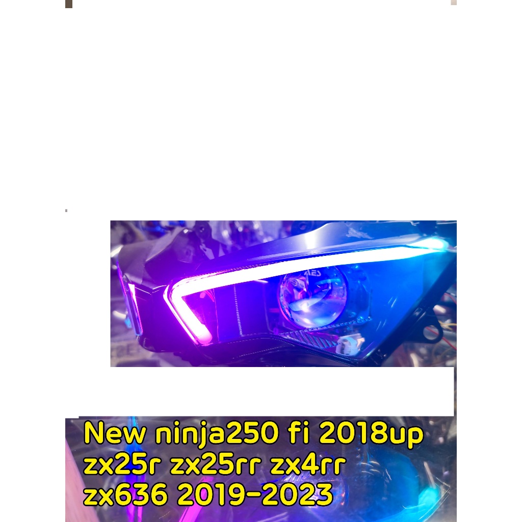 Projie biled zx25r zx25rr new ninja 250 fi 2018 up aes lampu headlamp depat set reflektor  rgb