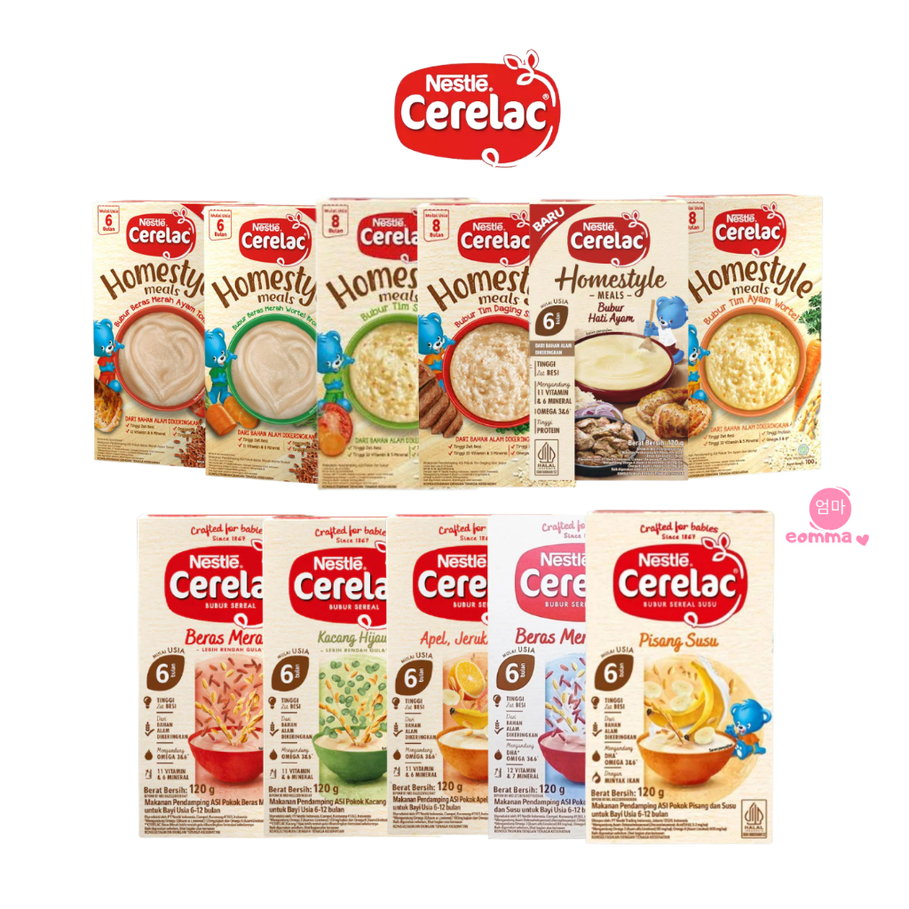 6+ NESTLE CERELAC BUBUR BAYI 120GR/CERELAC HOMESTYLE/CERELAC NUTRIPUFF