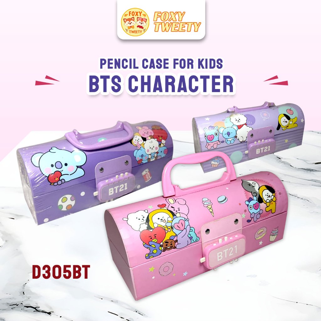 Kotak Pensil Karton BTS KARAKTER/ D3051-BT / TEMPAT PENSIL / PENCIL CASE 2 SUSUN KUNCI KODE