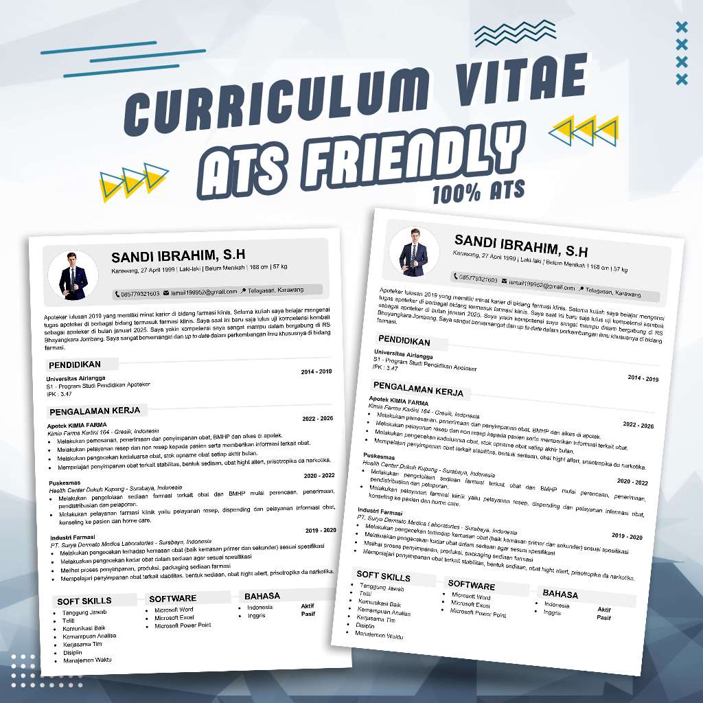 Jasa Pembuatan CV ATS Friendly Profesional dan Lamaran Kerja Bahasa Indonesia Inggris